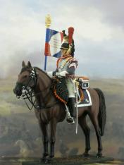 Cuirassier standardbearer napoleonic war figures tin soldiers painting model miniature 1810 1812 cuirassir 4 reg 1809 1815 alfiere anno bearer porte standard toy soldier military miniature collectors diorama collection year