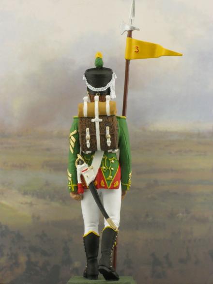 Fanion flanquers french painted toy soldiers military figures kits sale 1811 1813 3 anno bearer fanion guidon napoleonic war figures tin soldiers painting model miniature portafanion sergent