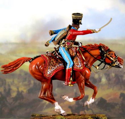 Napoleonic light cavalery hussar captain of 9 regiment of hussars 9
