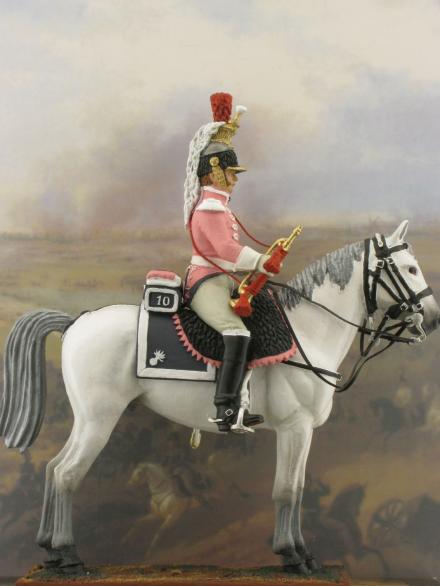 Cuirasier trumpeter toy soldier military miniature collectors diorama collection 1812 1809 1815 reg reggimento soldiers figures collectible toy soldiers 54 mm kits trombettiere trompette trumpeter year